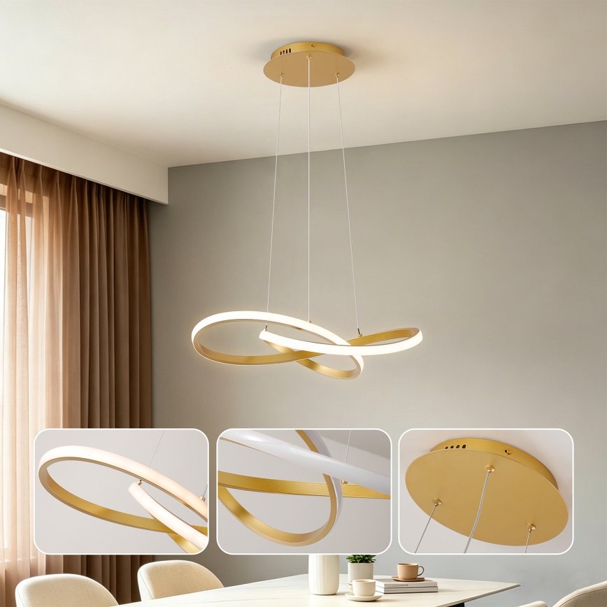 Brilagi - lampadario LED dimmerabile su cavo INFINITY LED/55W/230V 3000-6000K 50x50 cm oro + telecomando