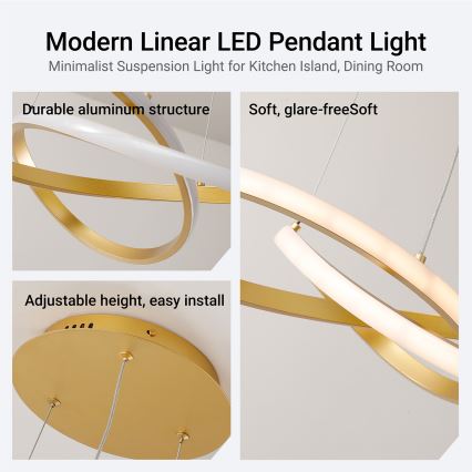 Brilagi - lampadario LED dimmerabile su cavo INFINITY LED/55W/230V 3000-6000K 50x50 cm oro + telecomando