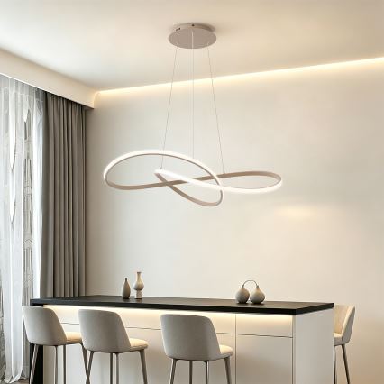 Brilagi - Lampadario LED dimmerabile sospeso a cavo INFINITY LED/80W/230V 3000-6000K 80x80 cm beige + telecomando