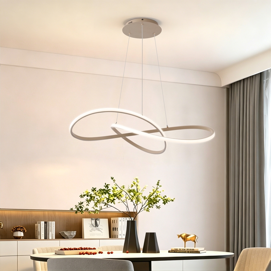 Brilagi - Lampadario LED dimmerabile sospeso a cavo INFINITY LED/80W/230V 3000-6000K 80x80 cm beige + telecomando