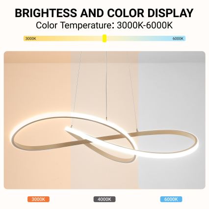 Brilagi - Lampadario LED dimmerabile sospeso a cavo INFINITY LED/80W/230V 3000-6000K 80x80 cm beige + telecomando