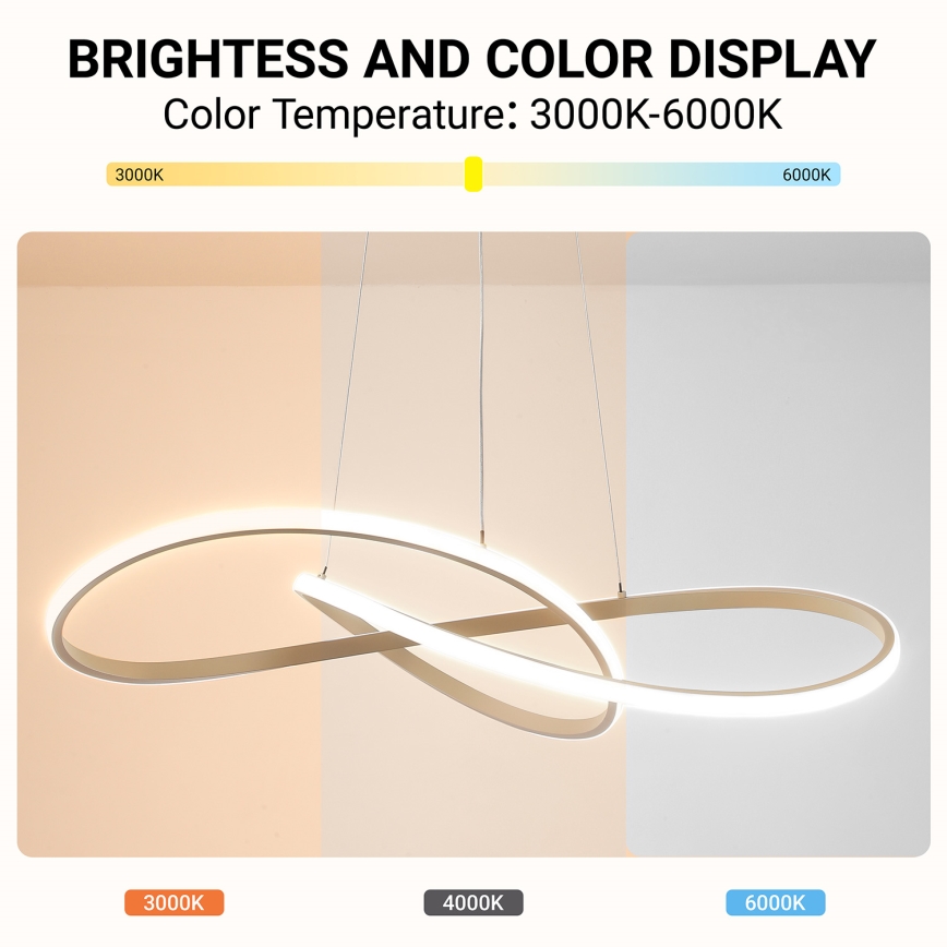 Brilagi - Lampadario LED dimmerabile sospeso a cavo INFINITY LED/80W/230V 3000-6000K 80x80 cm beige + telecomando