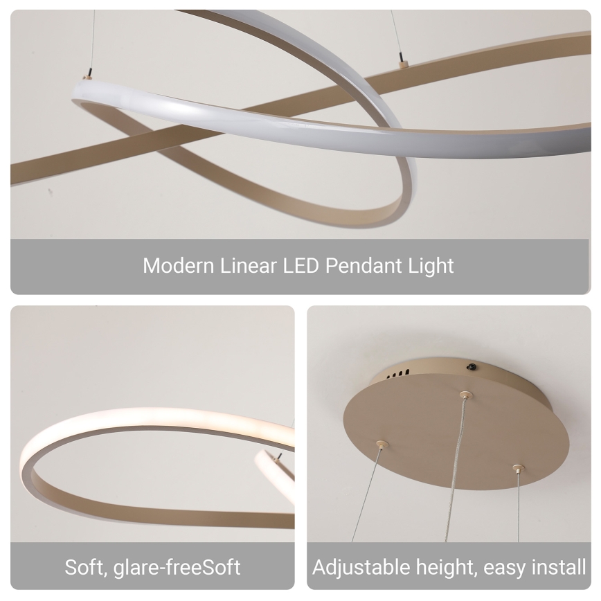 Brilagi - Lampadario LED dimmerabile sospeso a cavo INFINITY LED/80W/230V 3000-6000K 80x80 cm beige + telecomando