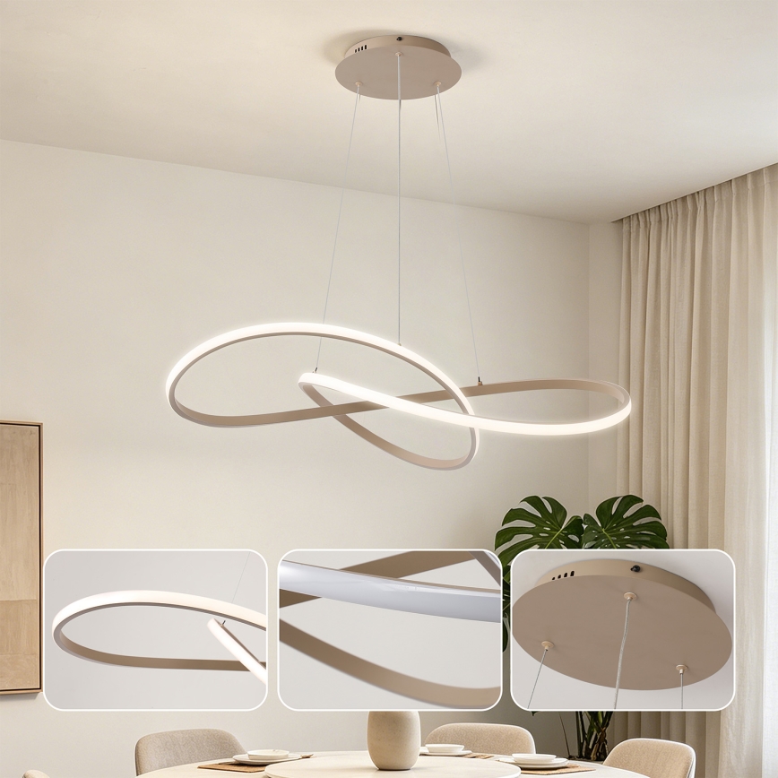 Brilagi - Lampadario LED dimmerabile sospeso a cavo INFINITY LED/80W/230V 3000-6000K 80x80 cm beige + telecomando