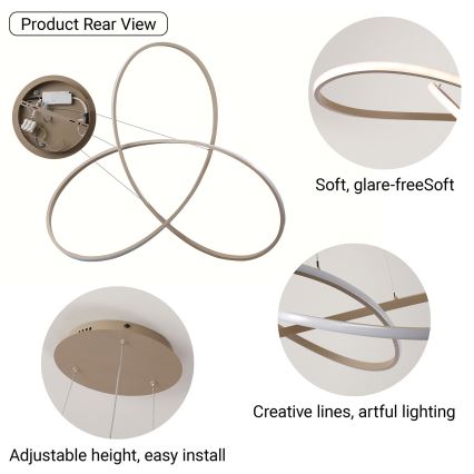 Brilagi - Lampadario LED dimmerabile sospeso a cavo INFINITY LED/80W/230V 3000-6000K 80x80 cm beige + telecomando