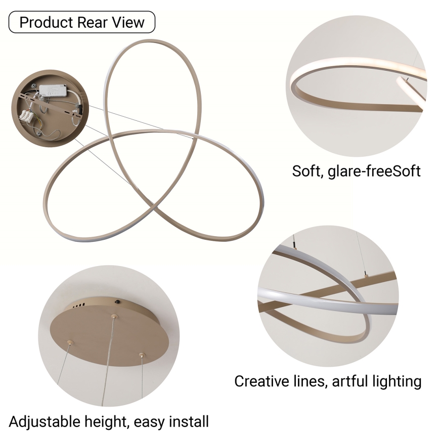 Brilagi - Lampadario LED dimmerabile sospeso a cavo INFINITY LED/80W/230V 3000-6000K 80x80 cm beige + telecomando