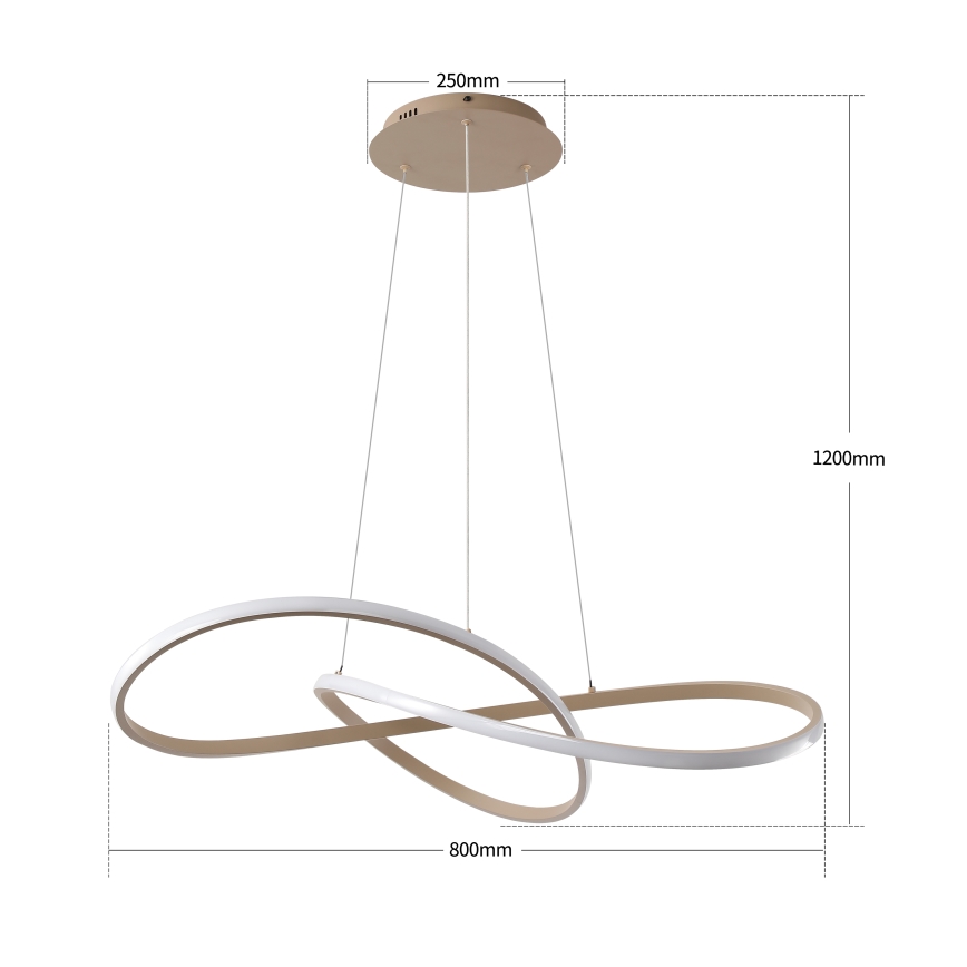 Brilagi - Lampadario LED dimmerabile sospeso a cavo INFINITY LED/80W/230V 3000-6000K 80x80 cm beige + telecomando