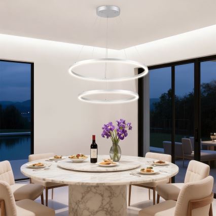 Brilagi - Lampadario a sospensione dimmerabile su cavo PORTOFINO LED/98W/230V 3000-6000K Ø 80 cm argento + telecomando