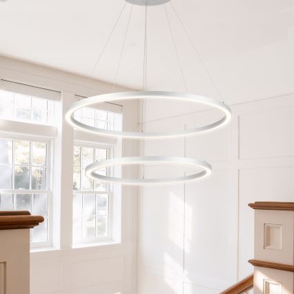 Brilagi - Lampadario a sospensione dimmerabile su cavo PORTOFINO LED/98W/230V 3000-6000K Ø 80 cm argento + telecomando