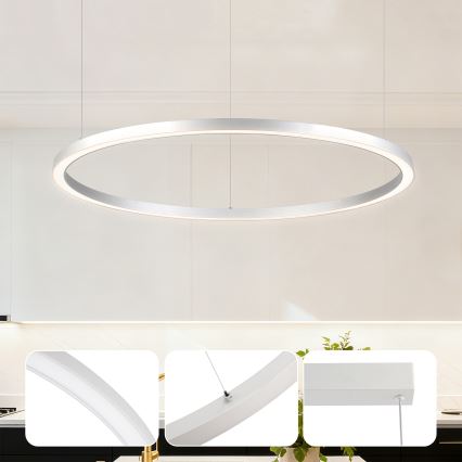 Brilagi - Lampadario LED dimmerabile su cavo PORTOFINO 60W/230V 3000-6000K Ø 80 cm argento + telecomando