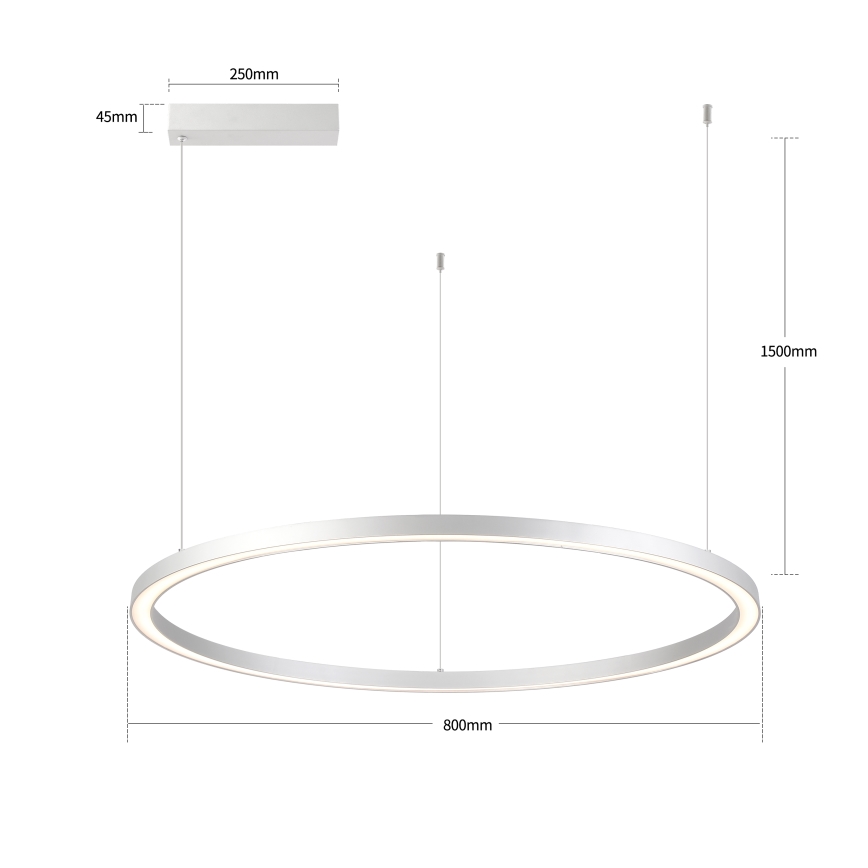 Brilagi - Lampadario LED dimmerabile su cavo PORTOFINO 60W/230V 3000-6000K Ø 80 cm argento + telecomando