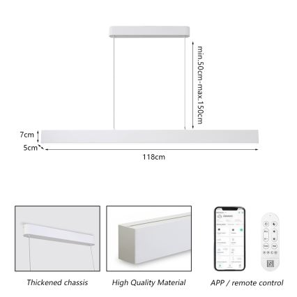 Brilagi - LED Lampadario Dimerabile SLEEKLINE SMART LED/40W/230V 3000-6000K Wi-Fi Tuya Bianco + telecomando