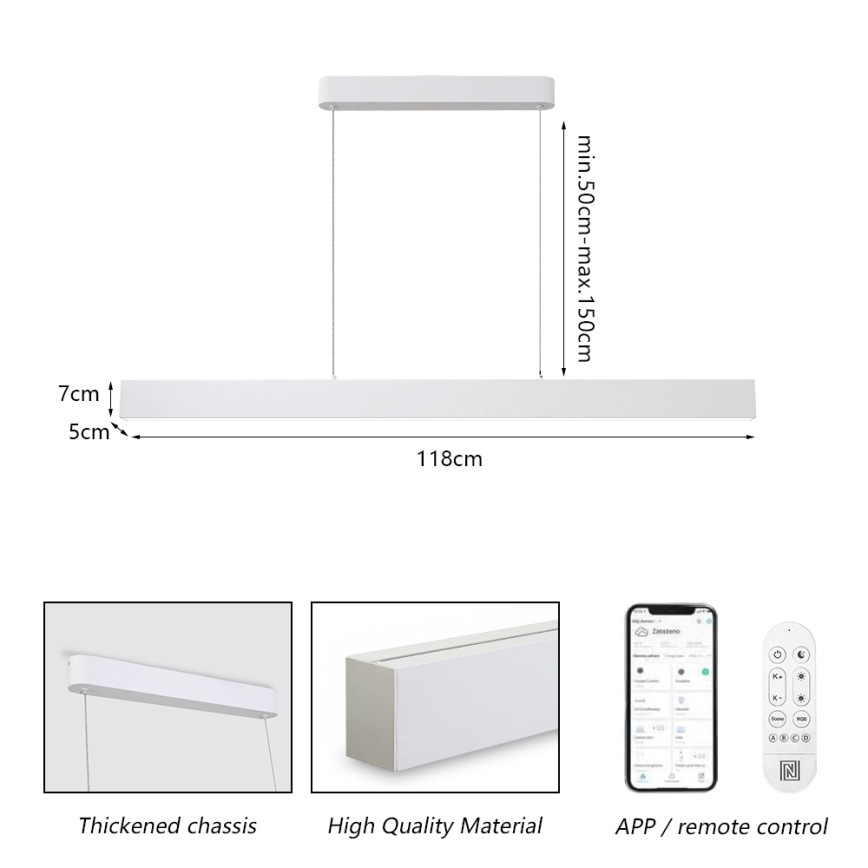 Brilagi - LED Lampadario Dimerabile SLEEKLINE SMART LED/40W/230V 3000-6000K Wi-Fi Tuya Bianco + telecomando