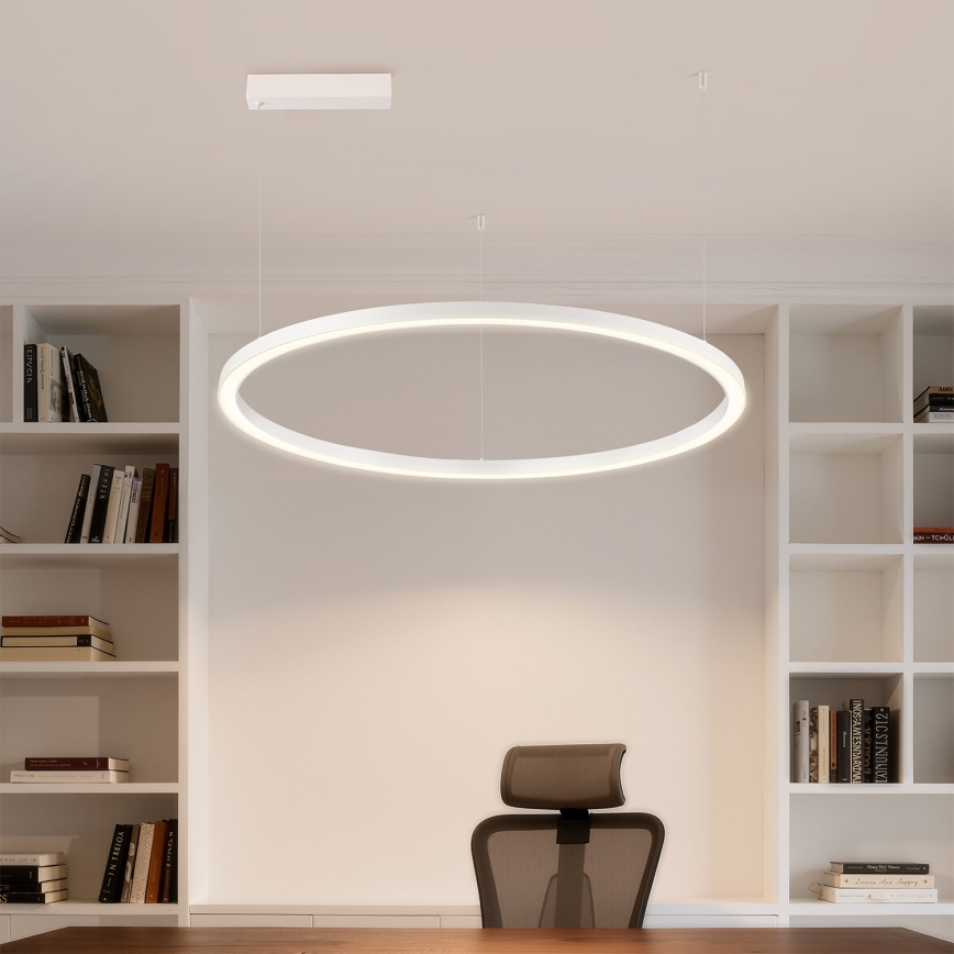 Brilagi - Lampadario LED dimmerabile sospeso a cavo PORTOFINO LED/60W/230V 3000–6000K Ø 80 cm bianco + telecomando