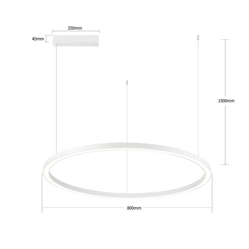Brilagi - Lampadario LED dimmerabile sospeso a cavo PORTOFINO LED/60W/230V 3000–6000K Ø 80 cm bianco + telecomando