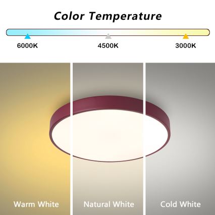 Brilagi - Plafoniera LED dimmerabile POOL LED/48W/230V 3000-6000K Ø 40 cm bordeaux + telecomando