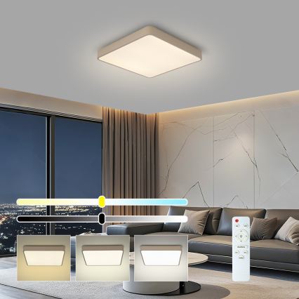 Brilagi - Plafoniera LED dimmerabile POOL SQUARE LED/48W/230V 3000-6000K 50x50 cm beige + telecomando