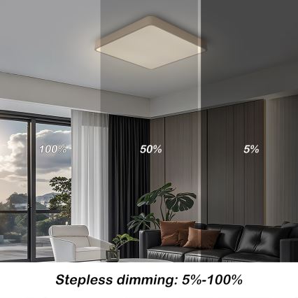 Brilagi - Plafoniera LED dimmerabile POOL SQUARE LED/48W/230V 3000-6000K 50x50 cm beige + telecomando
