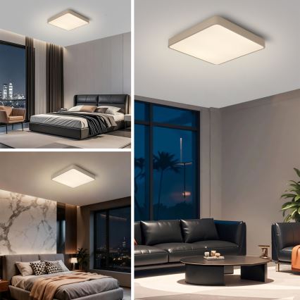 Brilagi - Plafoniera LED dimmerabile POOL SQUARE LED/48W/230V 3000-6000K 50x50 cm beige + telecomando