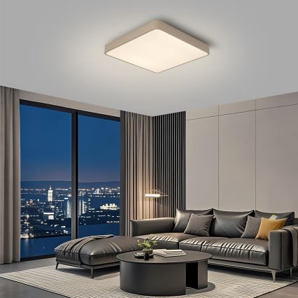 Brilagi - Plafoniera LED dimmerabile POOL SQUARE LED/48W/230V 3000-6000K 50x50 cm beige + telecomando