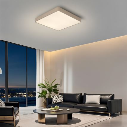 Brilagi - Plafoniera LED dimmerabile POOL SQUARE LED/48W/230V 3000-6000K 50x50 cm beige + telecomando