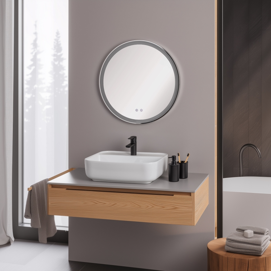 Brilagi - Specchio da bagno riscaldato a LED dimmerabile con retroilluminazione ALU PRO LED/18W/230V Ø 60 cm 3000/4000/6500K IP44 cromo lucido CRI 90