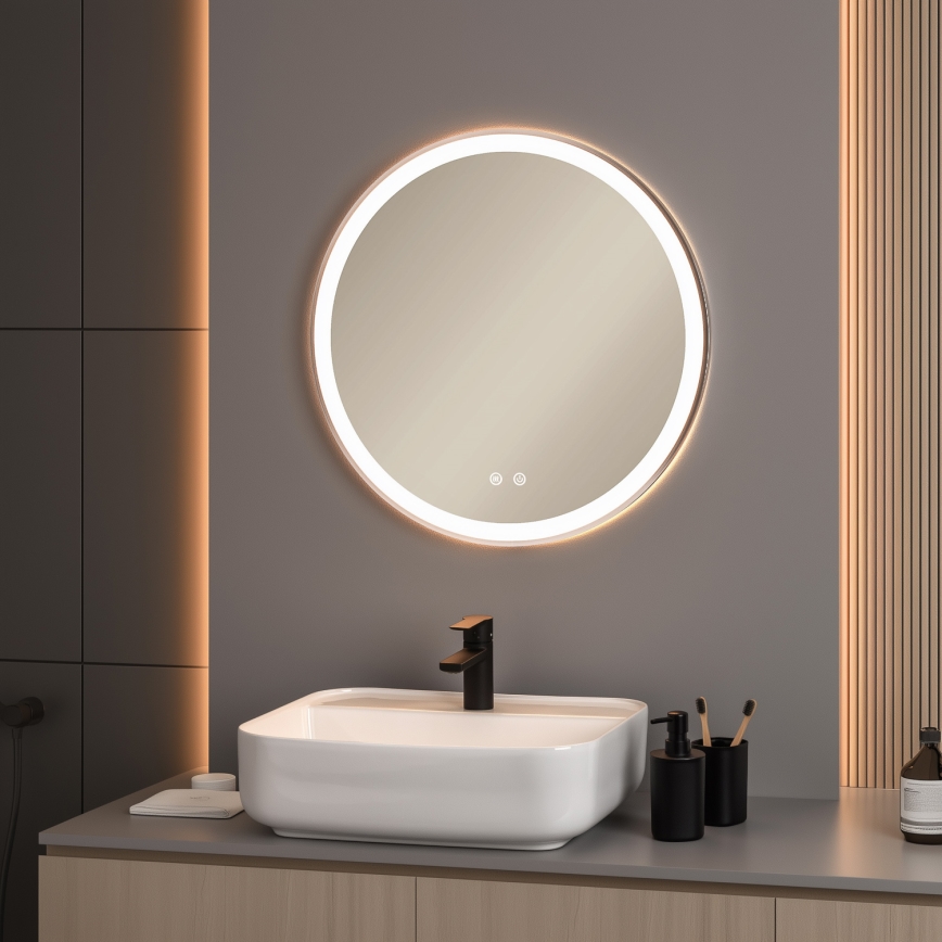 Brilagi - Specchio riscaldato da bagno LED dimmerabile con retroilluminazione ALU PRO LED/18W/230V Ø 60 cm 3000/4000/6500K IP44 cromo opaco CRI 90