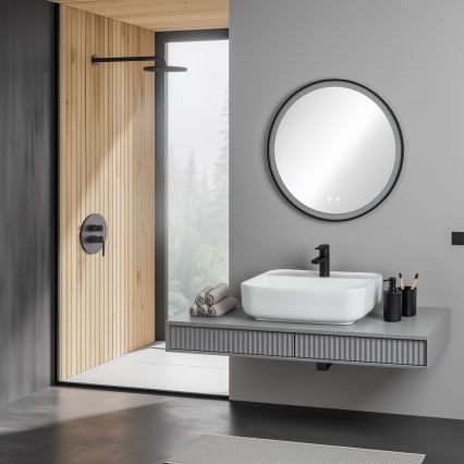 Brilagi - Specchio da bagno riscaldato con retroilluminazione LED dimmerabile ALU PRO LED/18W/230V Ø 60 cm 3000/4000/6500K IP44 nero CRI 90