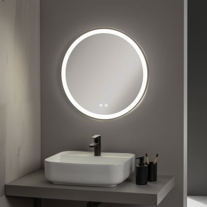 Brilagi - Specchio da bagno riscaldato con retroilluminazione LED dimmerabile ALU PRO LED/18W/230V Ø 60 cm 3000/4000/6500K IP44 nero CRI 90
