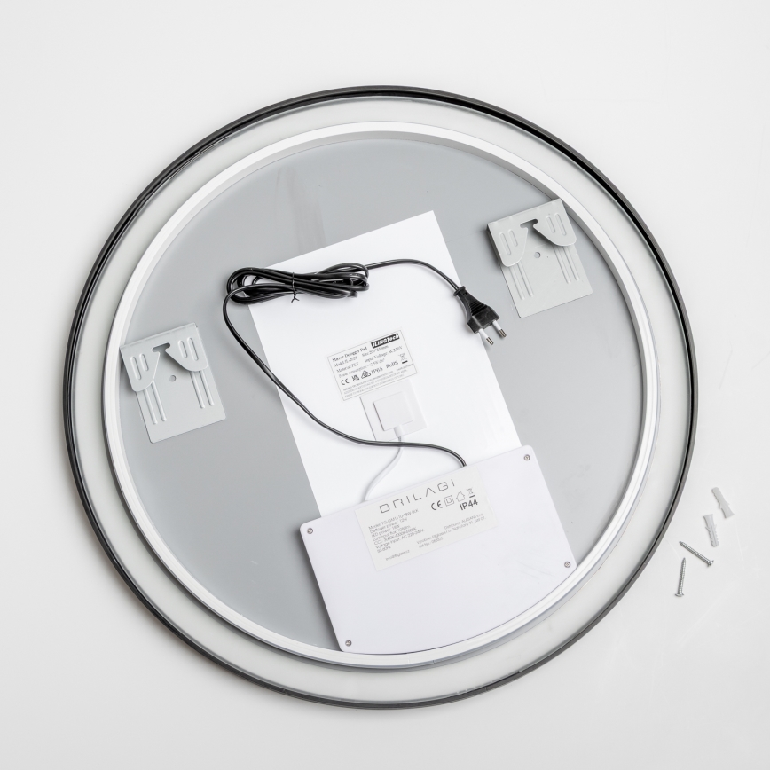 Brilagi - Specchio da bagno riscaldato con retroilluminazione LED dimmerabile ALU PRO LED/18W/230V Ø 60 cm 3000/4000/6500K IP44 nero CRI 90