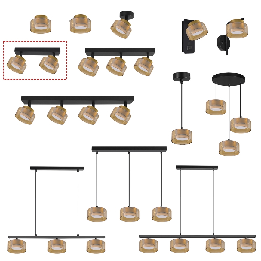 Brilagi - LED Faretto AURA LUX 2xGX53/30W/230V nero/oro