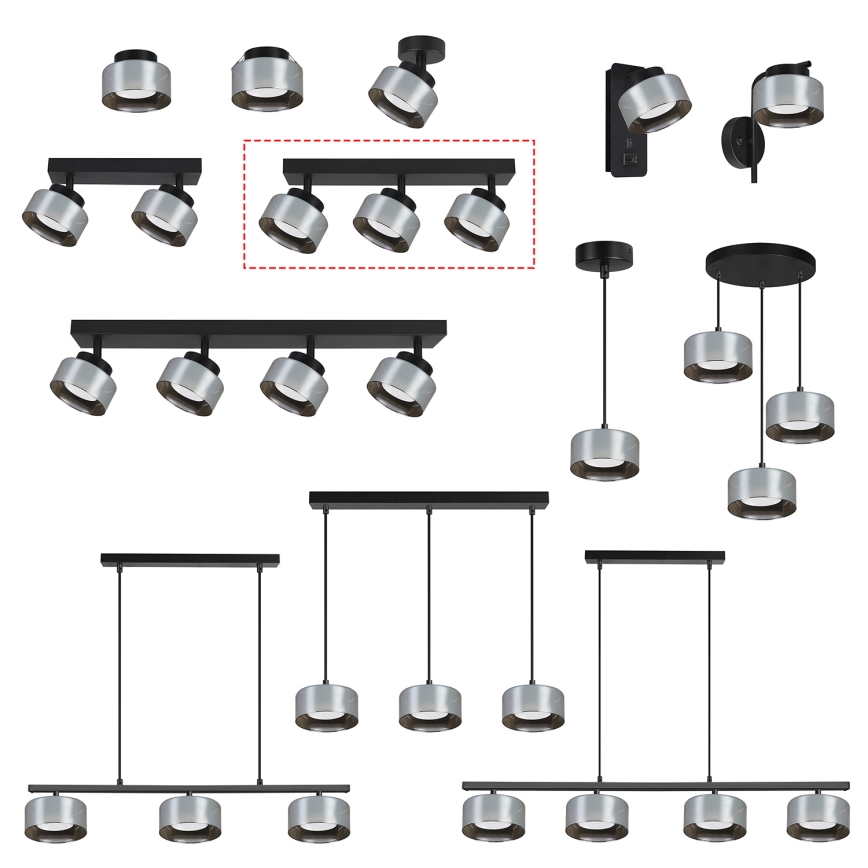 Brilagi - LED Faretto AURA LUX 3xGX53/30W/230V nero/fumo