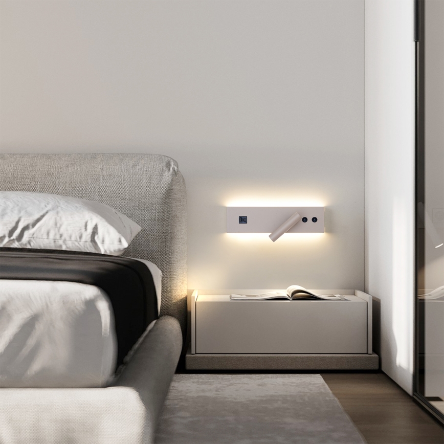 Brilagi - Faretto da parete LED orientabile con porta USB NOCTIS LED/3W/230V + LED/9W beige