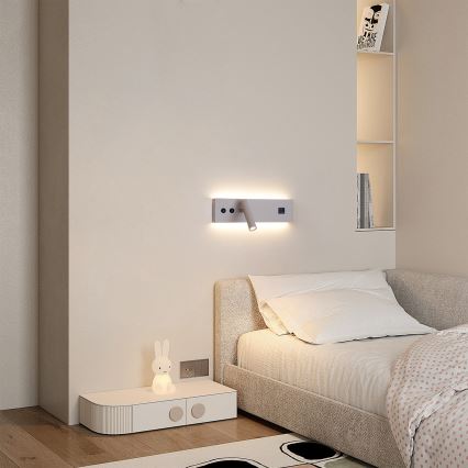 Brilagi - Faretto da parete LED orientabile con porta USB NOCTIS LED/3W/230V + LED/9W beige