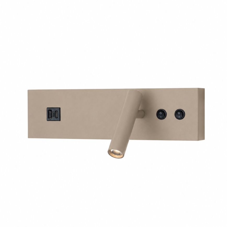 Brilagi - Faretto da parete LED orientabile con porta USB NOCTIS LED/3W/230V + LED/9W beige