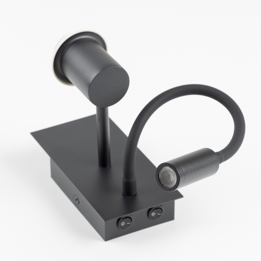 Brilagi - Lampada LED da parete flessibile per bambini BOBO 1xE27/25W/230V + LED/3W nero/bianco/coniglietti
