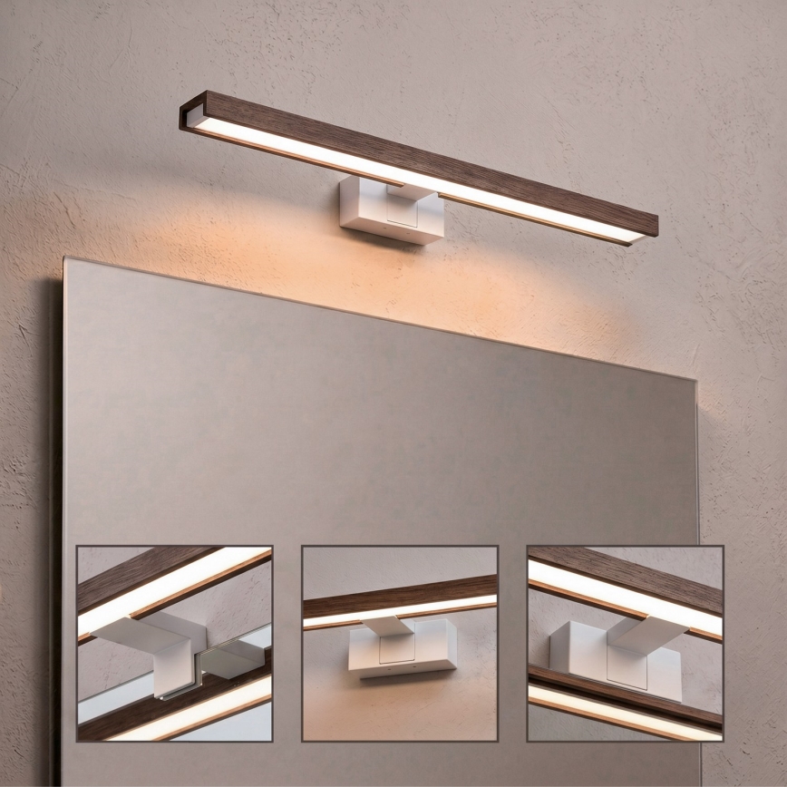 Brilagi - Illuminazione LED per specchio da bagno 3 in 1 WOODY MIRROR 3 in 1 LED/12W/230V 60 cm IP44 bianco/rovere/noce