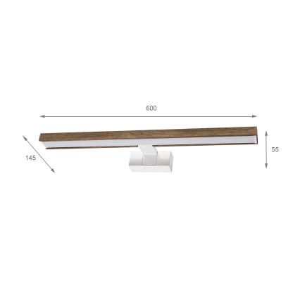 Brilagi - Illuminazione LED per specchio da bagno 3 in 1 WOODY MIRROR 3 in 1 LED/12W/230V 60 cm IP44 bianco/rovere/noce