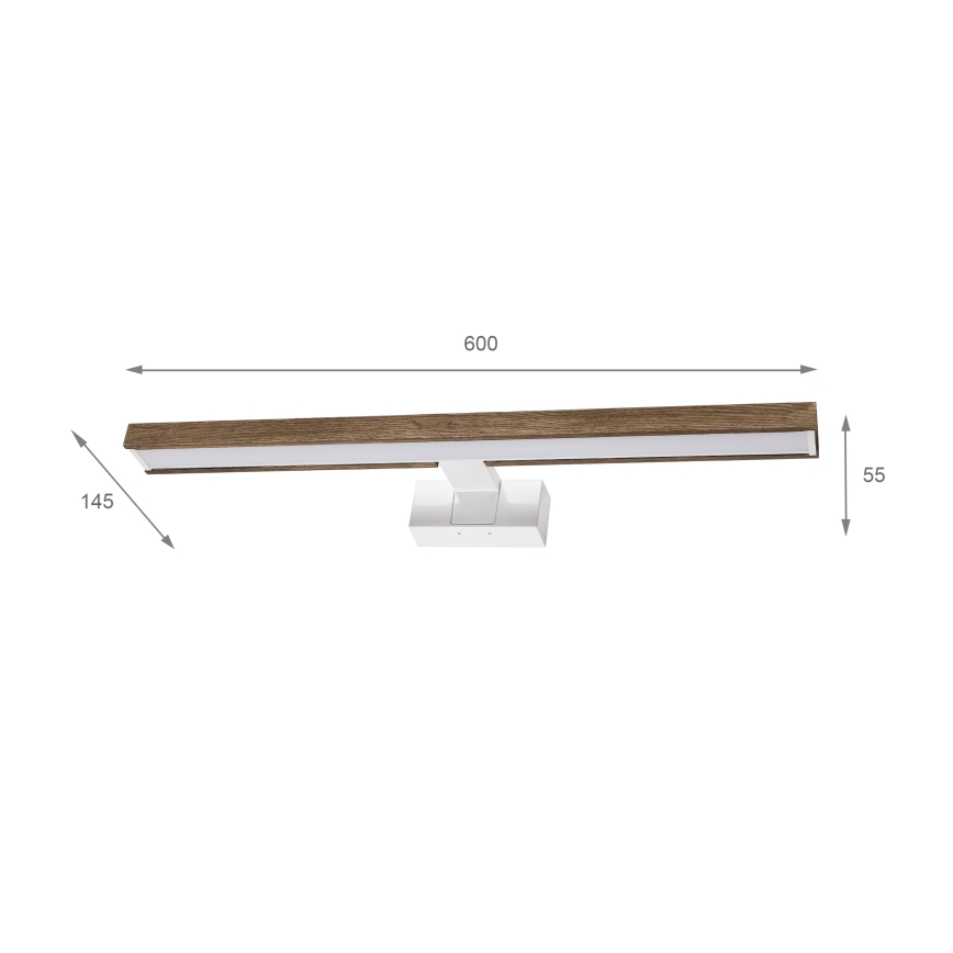 Brilagi - Illuminazione LED per specchio da bagno 3 in 1 WOODY MIRROR 3 in 1 LED/12W/230V 60 cm IP44 bianco/rovere/noce
