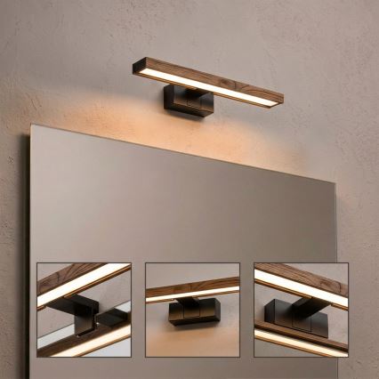 Brilagi - Illuminazione a LED per specchio da bagno 3 in 1 WOODY MIRROR LED/8W/230V 40 cm IP44 nero/rovere