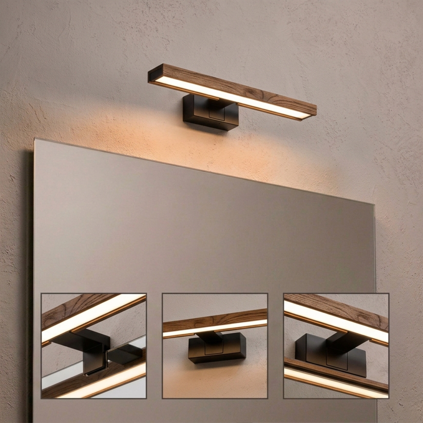 Brilagi - Illuminazione a LED per specchio da bagno 3 in 1 WOODY MIRROR LED/8W/230V 40 cm IP44 nero/rovere