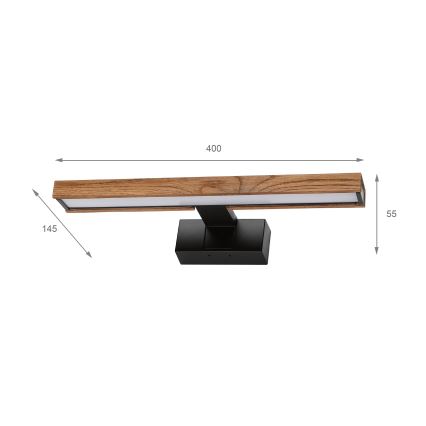 Brilagi - Illuminazione a LED per specchio da bagno 3 in 1 WOODY MIRROR LED/8W/230V 40 cm IP44 nero/rovere