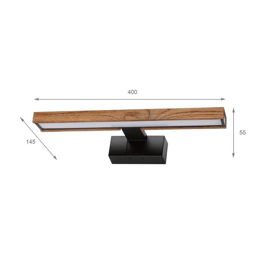 Brilagi - Illuminazione a LED per specchio da bagno 3 in 1 WOODY MIRROR LED/8W/230V 40 cm IP44 nero/rovere