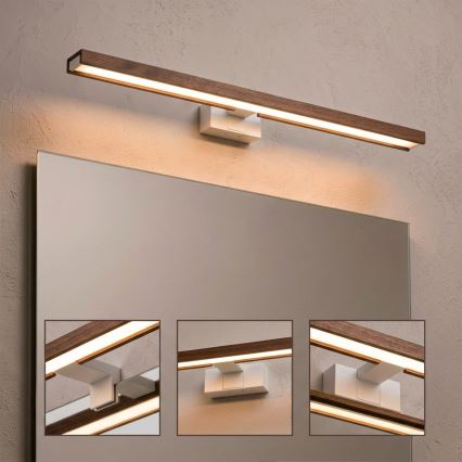 Brilagi - Illuminazione LED per specchio da bagno 3 in 1 WOODY MIRROR LED/15W/230V 80 cm IP44 bianco/rovere ciliegio