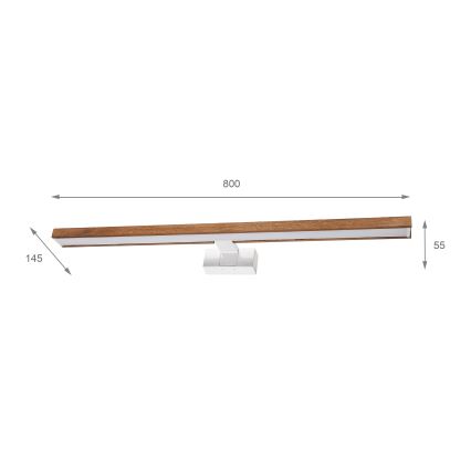 Brilagi - Illuminazione LED per specchio da bagno 3 in 1 WOODY MIRROR LED/15W/230V 80 cm IP44 bianco/rovere ciliegio