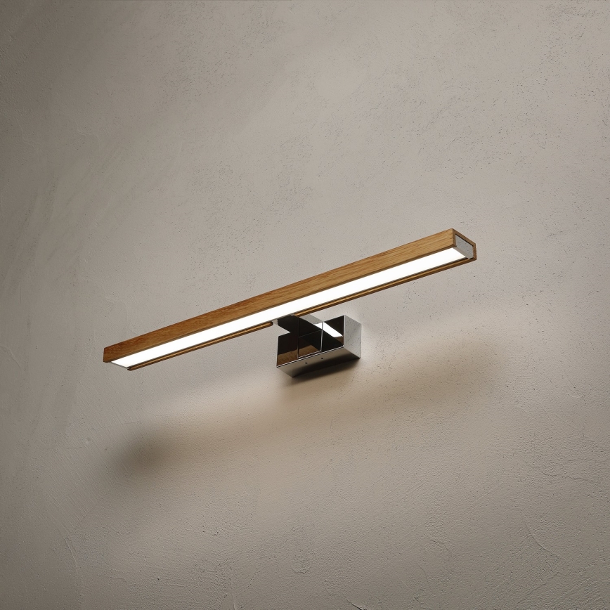 Brilagi - Illuminazione LED per specchio da bagno 3 in 1 WOODY MIRROR LED/12W/230V 60 cm IP44 cromo lucido/rovere