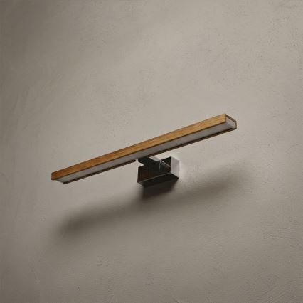 Brilagi - Illuminazione LED per specchio da bagno 3 in 1 WOODY MIRROR LED/12W/230V 60 cm IP44 cromo lucido/rovere