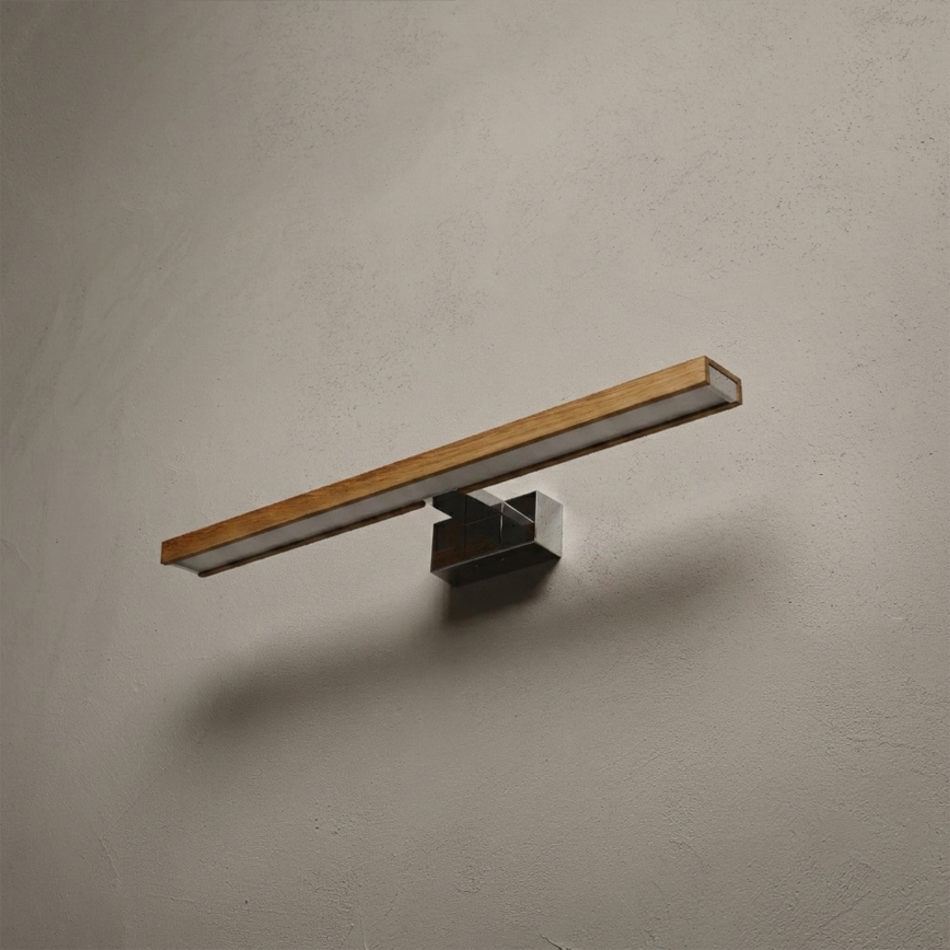 Brilagi - Illuminazione LED per specchio da bagno 3 in 1 WOODY MIRROR LED/12W/230V 60 cm IP44 cromo lucido/rovere