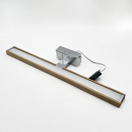 Brilagi - Illuminazione LED per specchio da bagno 3 in 1 WOODY MIRROR LED/12W/230V 60 cm IP44 cromo lucido/rovere