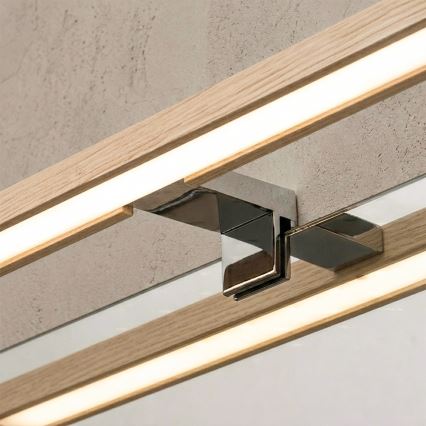 Brilagi - Illuminazione LED per specchio da bagno 3 in 1 WOODY MIRROR LED/12W/230V 60 cm IP44 cromo lucido/rovere